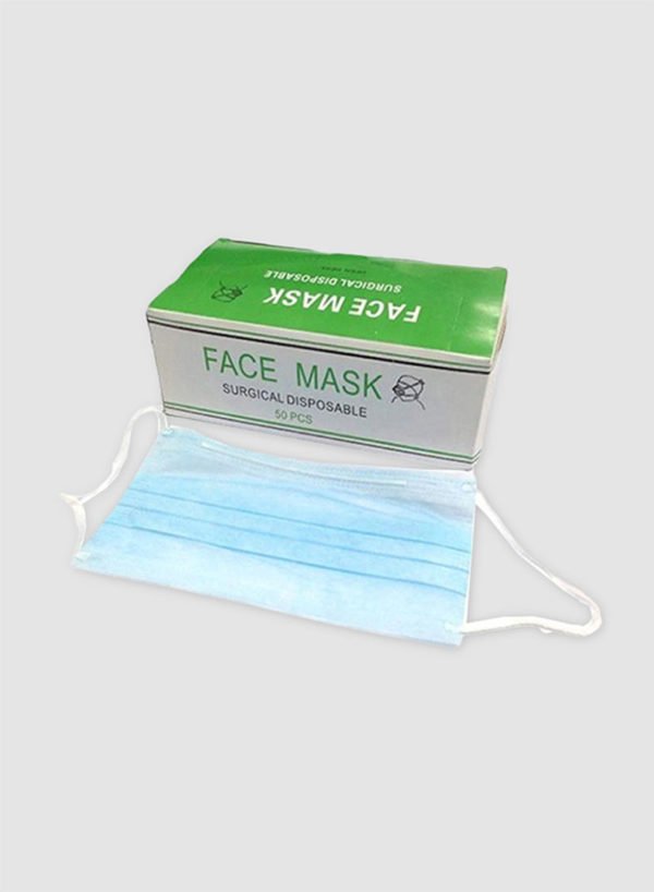 50-Piece Disposable Face Mask With Elastic Blue/White