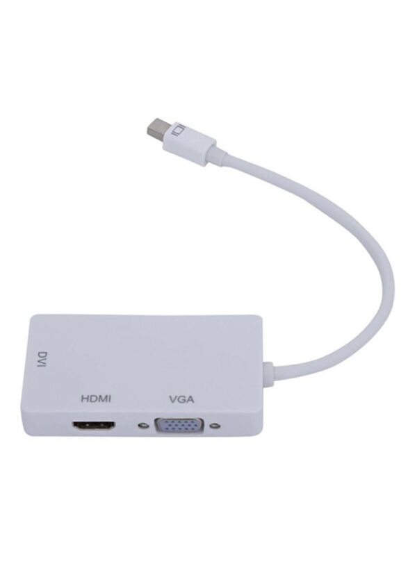 Mini Display Port To VGA Plus HDMI Plus DVI Converter Cable White