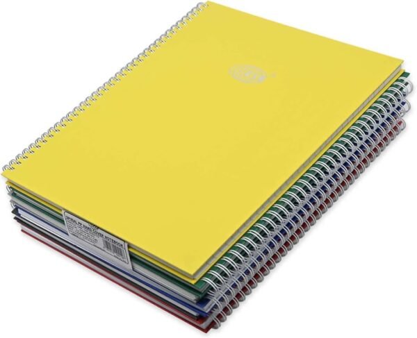 PP Spiral Hard Cover Notebook A4 Size (21x29.7cm) Single Line Ruling,100 Sheets, Assorted Color,Pack of 6 Pieces - Image 3