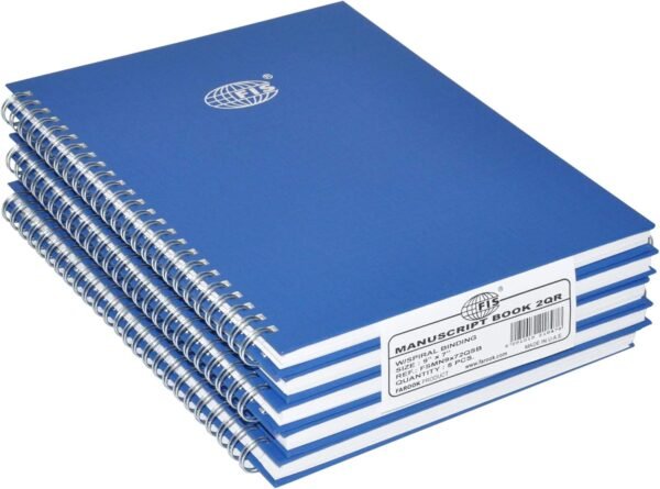 Spiral Manuscript Note Book Set, 8mm Single Ruled, 9"x7" Inches Size, (5x96 Sheets) Pack of 5-Pieces