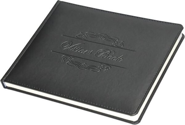 Executive Visitors Book English Italian PU 25x20cm, Black - Image 3