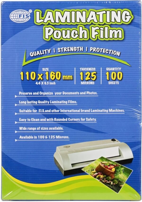 Laminating Pouch Film, Size 110x160mm, 125 Micron Thickness, 100 Sheets, Rounded Corners - Image 3