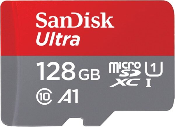 SanDisk 128GB Ultra microSDXC card + SD adapter up to 140 MB/s with A1 App Performance